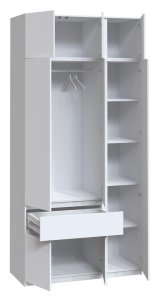 Шафа з антресоллю та дзеркалом "Брайт" 1221х520х2400 h . Білий (правосторонній) 2