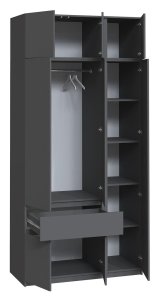 Шкаф с антресолью и зеркалом "Брайт" 1221х520х2400 h . Антрацит (правосторонний) 1