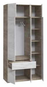 Шафа з антресоллю та дзеркалом "Брайт" 1221х520х2400 . Дуб крафт сірий / Дуб крафт білий (правий) 2