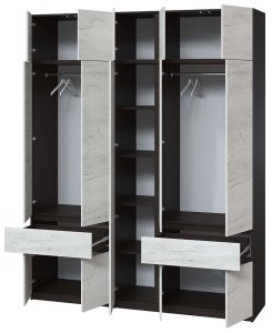 Шкаф с антресолью и зеркалом "Брайт" 2021х520х2400 h . Венге магия / Дуб крафт белый 1