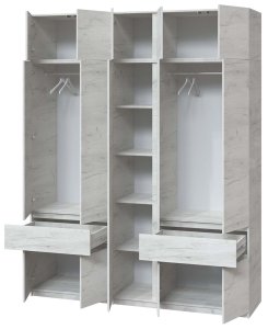 Шафа з антресоллю та дзеркалом "Брайт" 2021х520х2400 h . Дуб крафт білий 1