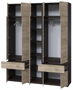 Шкаф с антресолью "Брайт" 2021х520х2400 h . Венге магия / Дуб крафт серый 2