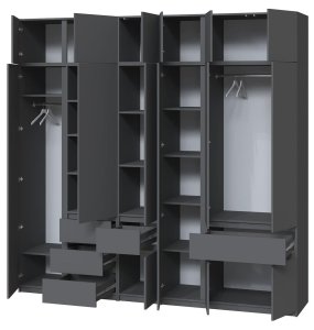 Шкаф с антресолью и зеркалом "Брайт" 2621х520х2400 h . Антрацит 1