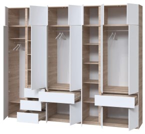 Шкаф с антресолью и зеркалом "Брайт" 3021х520х2400 h . Дуб сонома / Белый 2