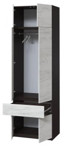 Шкаф с антресолью и зеркалом "Брайт" 800х520х2400 h . Венге магия / Дуб крафт белый 2