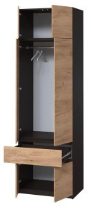 Шкаф с антресолью и зеркалом "Брайт" 800х520х2400 h . Венге магия / Дуб крафт золотой 2