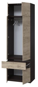 Шафа з антресоллю та дзеркалом "Брайт" 800х520х2400 h . Венге магія / Дуб крафт сірий 2