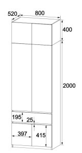 Шафа з антресоллю та дзеркалом "Брайт" 800х520х2400 h . 1