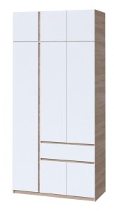 Шафа з антресоллю та полицями "Брайт" 1221х520х2400 h . Дуб сонома / Білий (лівосторонній) 1
