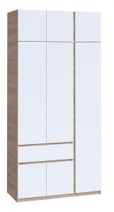 Шкаф с антресолью и полками "Брайт" 1221х520х2400 h . Дуб сонома / Белый (правосторонний) 1