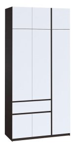 Шкаф с антресолью и полками "Брайт" 1221х520х2400 h . Венге магия / белый (правосторонний) 1