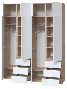 Шафа з дзеркалом "Брайт" 2000х520х2400 h . Дуб сонома / Білий (Телескопічні напрямні) 2