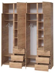 Шкаф с зеркалом "Брайт" 2000х520х2400 h . Дуб крафт золотой (Телескопические направляющие) 2