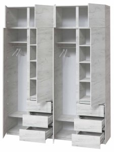 Шафа з дзеркалом "Брайт" 2000х520х2400 h . Дуб крафт білий (Телескопічні напрямні) 2