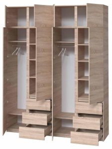 Шафа з дзеркалом "Брайт" 2000х520х2400 h . Дуб сонома (Телескопічні напрямні) 2