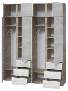 Шафа з дзеркалом "Брайт" 2000х520х2400 h . Дуб крафт сірий / Дуб крафт білий (Телес. спрям.) 2