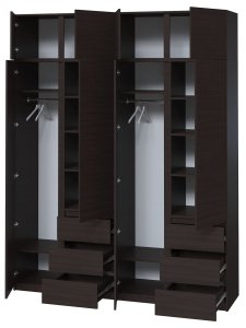 Шкаф с зеркалом "Брайт" 2000х520х2400 h . Венге магия (Телескопические направляющие) 2