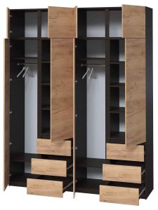 Шафа з дзеркалом "Брайт" 2000х520х2400 h . Венге магія / Дуб краф золотий (Телескоп. направ.) 2