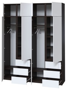 Шкаф с зеркалом "Брайт" 2000х520х2400 h . Венге магия / белый (Телескопические направляющие) 2