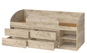 Ліжко "Брайт" з дитячим обмежувачем та ящиками 835x2032x840 . Дуб крафт сірий (лівостороння) 2