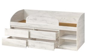 Ліжко "Брайт" з дитячим обмежувачем та ящиками 835x2032x840 . Дуб крафт білий (лівостороння) 2