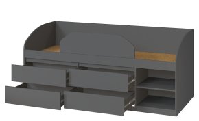 Кровать "Брайт" с детским ограничителем и ящиками 835x2032x840 . Антрацит (левосторонняя) 1