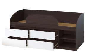 Кровать "Брайт" с детским ограничителем и ящиками 835x2032x840 . Венге магия/белый (левосторонняя) 2