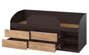 Кровать "Брайт" с детским ограничителем 835x2032x840 . Венге магия/дуб крафт золотой (левостор.) 1
