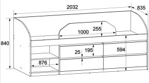 Ліжко "Брайт" з дитячим обмежувачем та ящиками 835x2032x840 мм. . Німфея альба (правостороння) 2