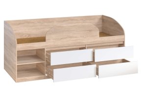 Кровать "Брайт" с детским ограничителем и ящиками 835x2032x840 . Дуб сонома/белый (правосторонняя) 1