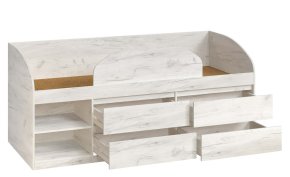 Ліжко "Брайт" з дитячим обмежувачем та ящиками 835x2032x840 . Дуб крафт білий (правостороння) 2