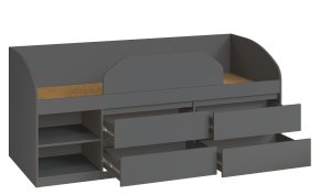 Кровать "Брайт" с детским ограничителем и ящиками 835x2032x840 . Антрацит (правосторонняя) 1