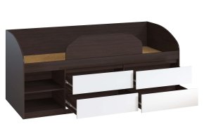 Кровать "Брайт" с детским ограничителем и ящиками 835x2032x840 . Венге магия/белый (правостороняя) 1