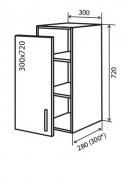 Навесной Шкаф №2 (300x720) M. Gloss