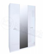 Белла Шкаф 3Д с зеркалом | Глянец белый
