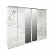 Богема Шкаф 6Д с зеркалом | Глянец белый