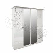 Богема Шкаф 4Д c зеркалом | Глянец белый