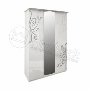 Богема Шкаф 3Д с зеркалом | Глянец белый