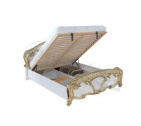 Ева Кровать 1,8х2,0 с подъемным механизмом | Глянец белый - Золото