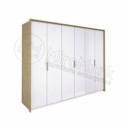 Флоренция Шкаф 6Д без зеркала | Глянец белый - Дуб Сан Марино