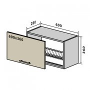Навесной Шкаф №16 окап сушка стандарт (600x360) Мода мат Soft Touch