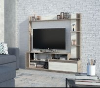 Горка в гостиную "Брайт" 1700х325х1700 h . Дуб крафт серый / Дуб крафт белый (левосторонняя)