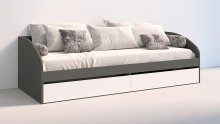 Кровать односпальная с ящиками "Брайт" 835 x 2032 x 600 h . Антрацит / белый